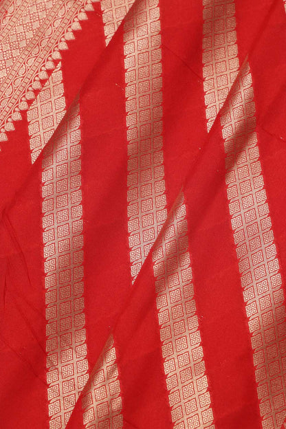 Red Banarasi Silk Stripe Design Dupatta - Luxurion World
