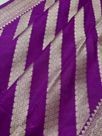 Purple Banarasi Silk Stripe Design Dupatta - Luxurion World- Crafted Heirlooms