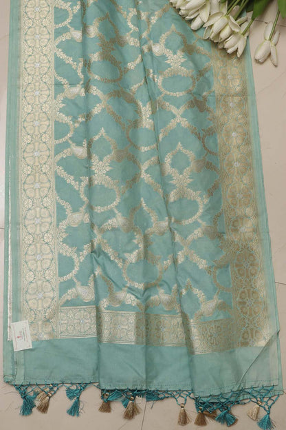 Blue Banarasi Silk Sona Roopa Dupatta - Luxurion World