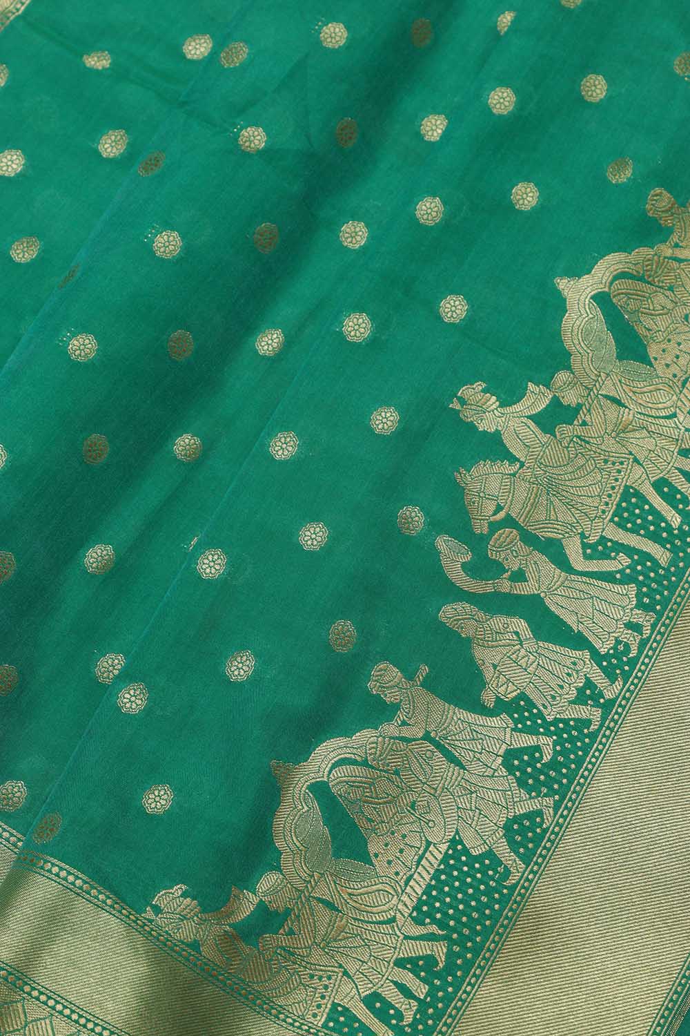 Green Banarasi Silk Barat Design Dupatta - Luxurion World