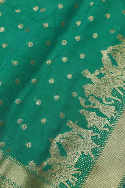 Green Banarasi Silk Barat Design Dupatta - Luxurion World