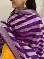 Elegant Purple Banarasi Silk Stripe Design Dupatta - Luxurion World