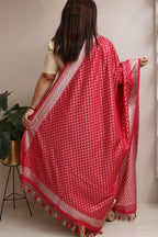 Elegant Red Banarasi Silk Dupatta - Luxurion World