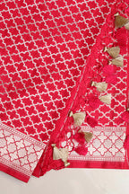 Elegant Red Banarasi Silk Dupatta - Luxurion World