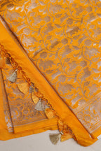 Yellow Banarasi Silk Shikargah Design Dupatta - Luxurion World