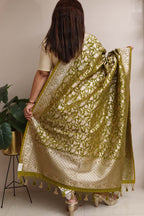 Elegant Green Banarasi Silk Shikargah Design Dupatta - Luxurion World