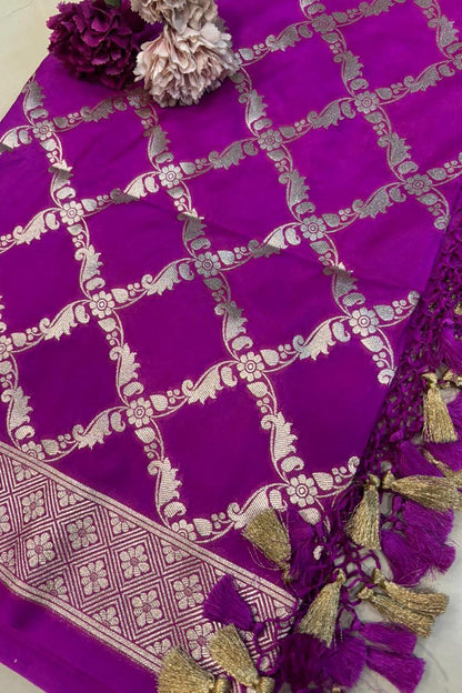 Elegant Purple Banarasi Silk Dupatta - Luxurion World