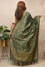 Green Banarasi Silk Dupatta - Elegant and Luxurious - Luxurion World- Crafted Heirlooms