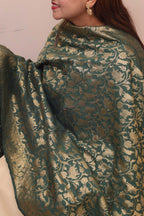 Green Banarasi Silk Dupatta - Elegant and Luxurious - Luxurion World- Crafted Heirlooms