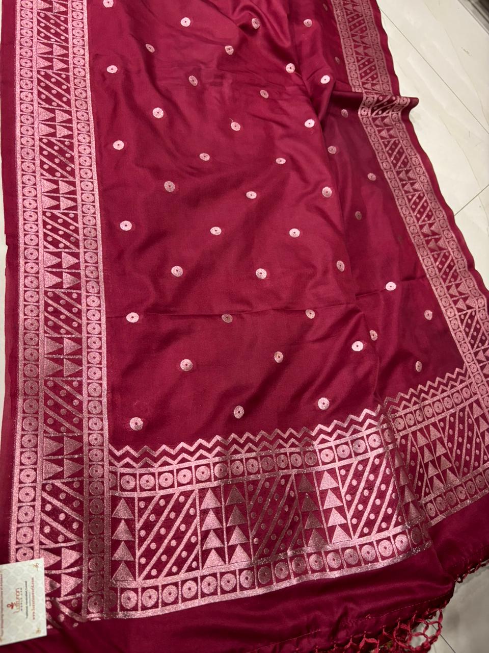Beautiful Pink Banarasi Silk Dupatta - Luxurion World- Crafted Heirlooms