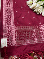 Beautiful Pink Banarasi Silk Dupatta - Luxurion World- Crafted Heirlooms