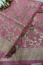 Stunning Pink Banarasi Silk Flower Dupatta - Luxurion World