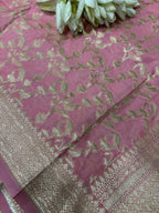 Stunning Pink Banarasi Silk Flower Dupatta - Luxurion World