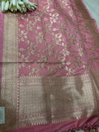 Stunning Pink Banarasi Silk Flower Dupatta - Luxurion World