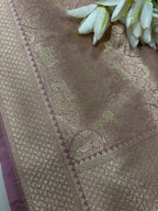 Stunning Pink Banarasi Silk Dupatta with Floral Motifs - Luxurion World- Crafted Heirlooms