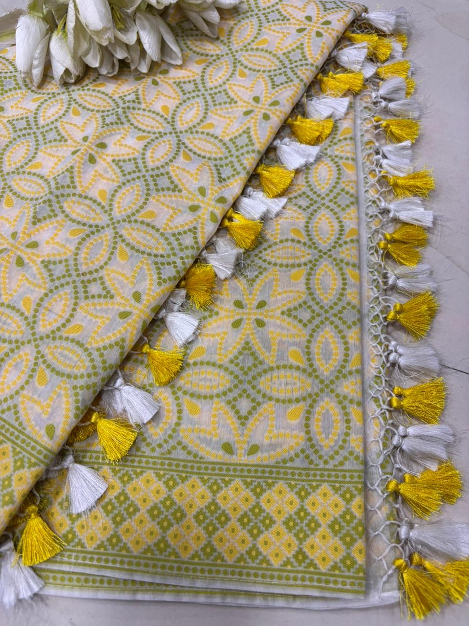 Pastel Banarasi Cotton Patola Design Dupatta - Luxurion World
