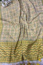 Pastel Banarasi Cotton Patola Design Dupatta - Luxurion World- Crafted Heirlooms