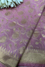 Stunning Pink Banarasi Cotton Dupatta - Luxurion World- Crafted Heirlooms
