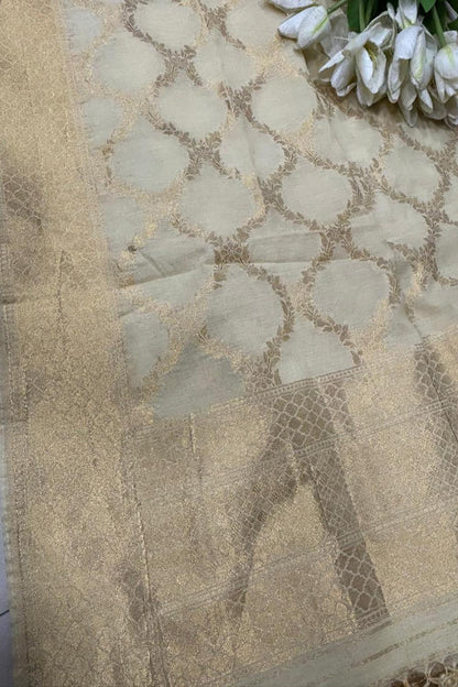 Soft and Elegant Pastel Banarasi Cotton Dupatta - Luxurion World