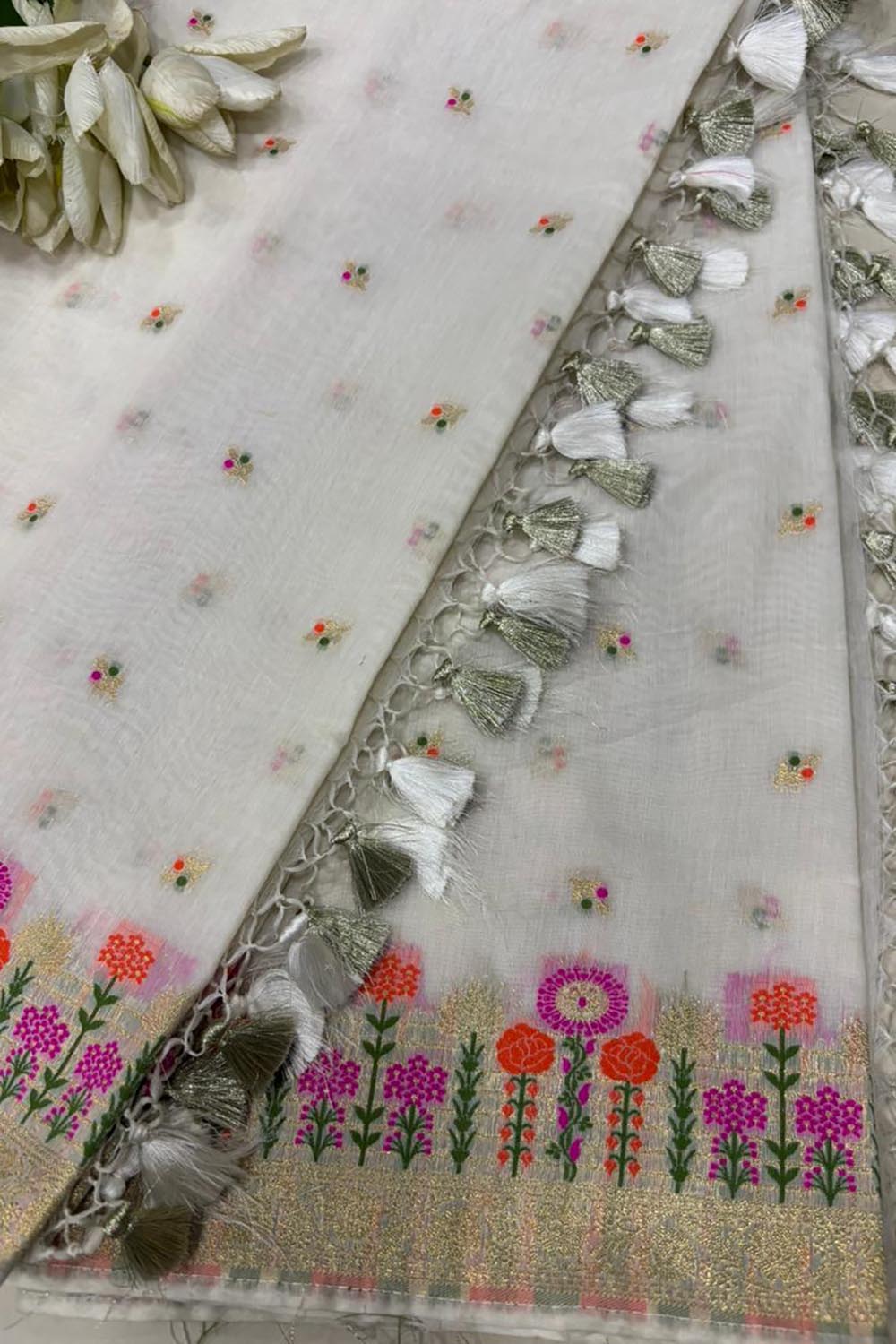 Colorful Banarasi Cotton Meenakari Dupatta - Luxurion World