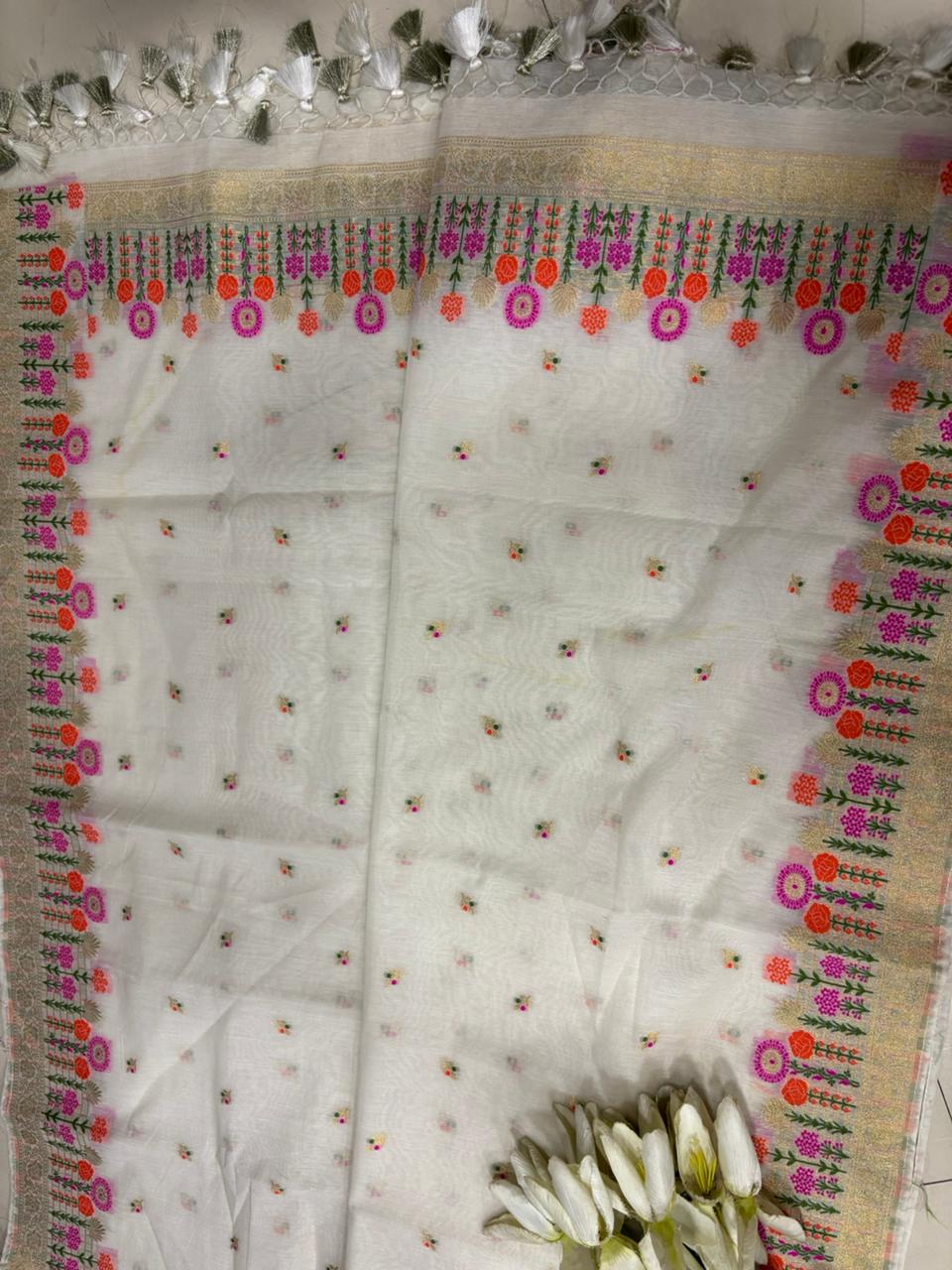 Colorful Banarasi Cotton Meenakari Dupatta - Luxurion World