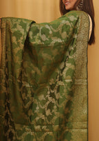 Green Banarasi Silk Dupatta - Luxurion World