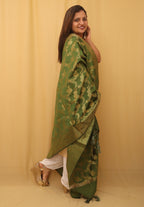 Green Banarasi Silk Dupatta - Luxurion World