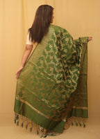 Green Banarasi Silk Dupatta - Luxurion World