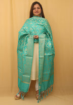 Elegant Blue Banarasi Silk Dupatta - Luxurion World