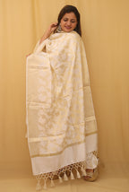 Off White Banarasi Silk Dupatta - Luxurion World