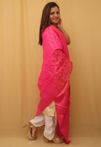 Pink Banarasi Silk Dupatta - Luxurion World