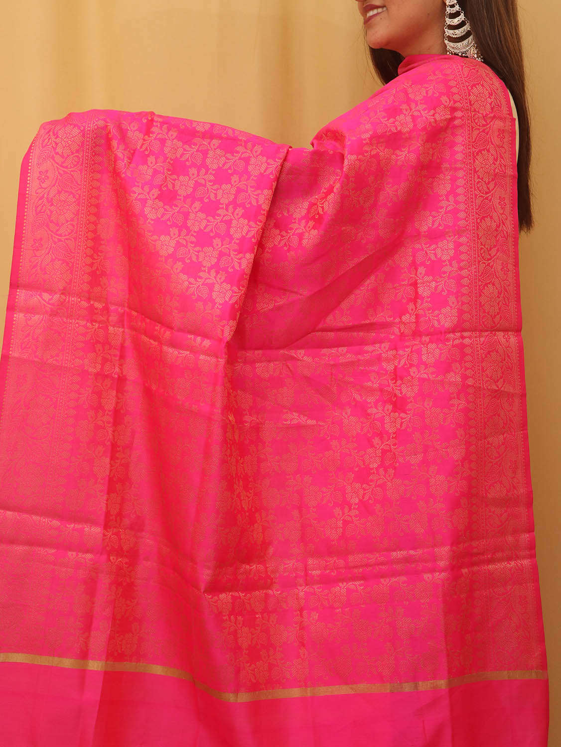 Pink Banarasi Silk Dupatta - Luxurion World