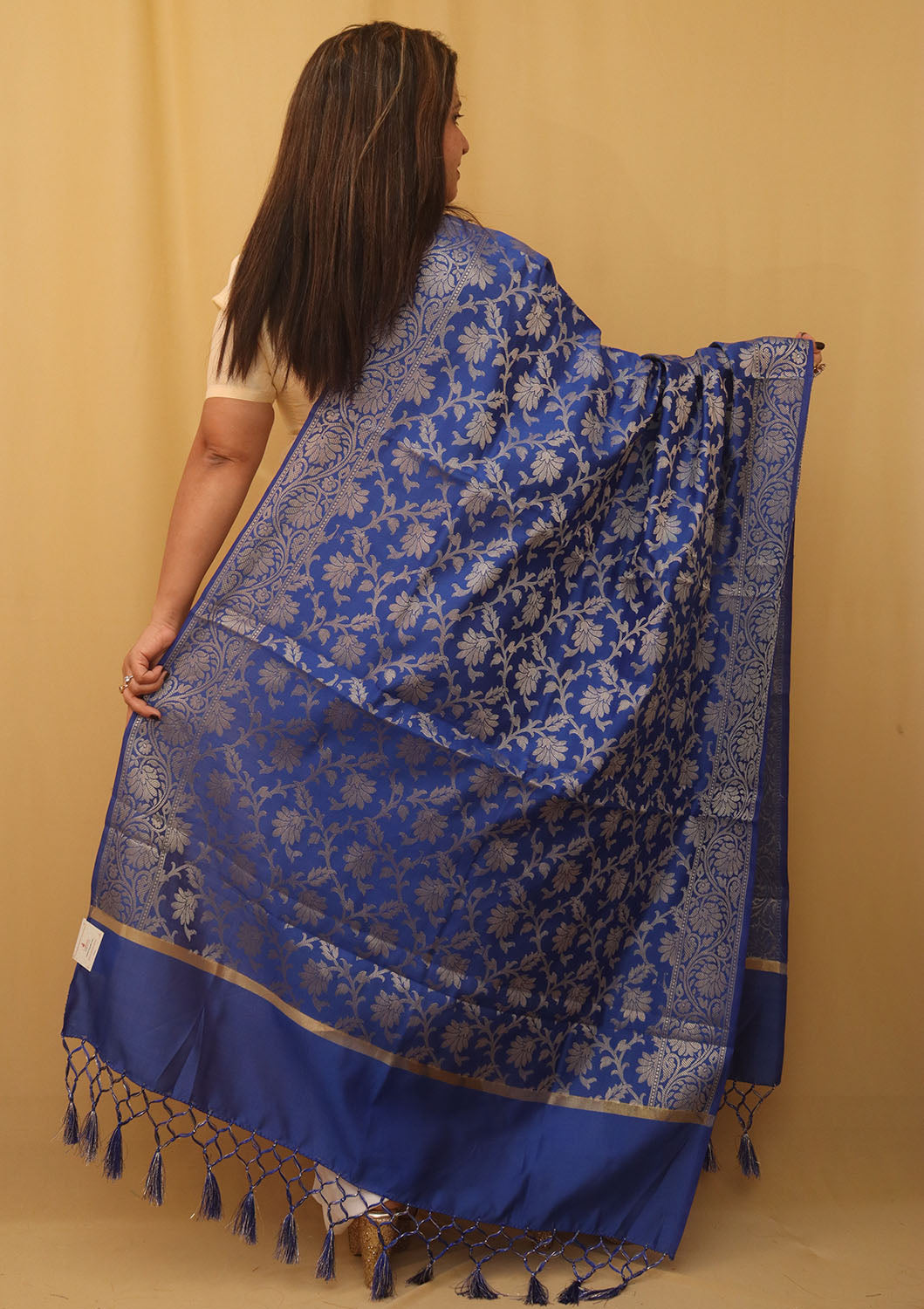 Blue Banarasi Silk Dupatta - Luxurion World