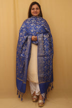Blue Banarasi Silk Dupatta - Luxurion World