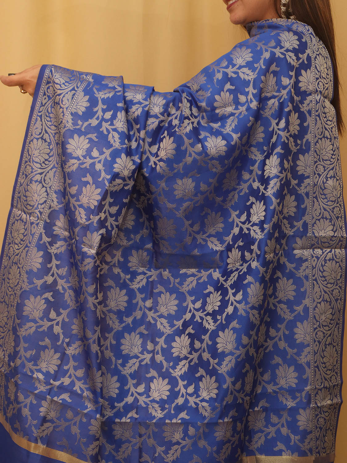 Blue Banarasi Silk Dupatta - Luxurion World