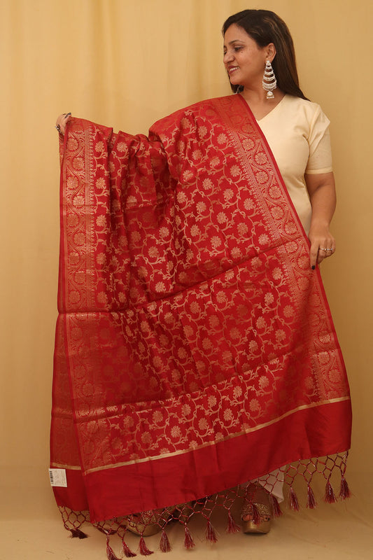 Maroon Banarasi Silk Dupatta