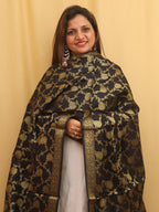 Black Banarasi Silk Dupatta - Luxurion World