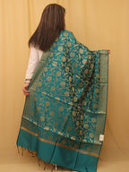Green Banarasi Silk Dupatta - Luxurion World
