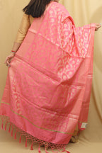 Exquisite Pink Banarasi Silk Dupatta - Opulent Elegance - Luxurion World