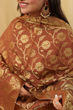 Brown Banarasi Silk Dupatta: Timeless Elegance - Luxurion World