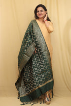 Exquisite Green Banarasi Silk Dupatta - Opulent Elegance - Luxurion World