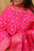 Graceful Pink Banarasi Silk Dupatta - Perfect for Any Occasion - Luxurion World