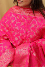 Graceful Pink Banarasi Silk Dupatta - Perfect for Any Occasion - Luxurion World