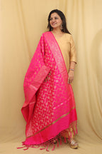 Graceful Pink Banarasi Silk Dupatta - Perfect for Any Occasion - Luxurion World