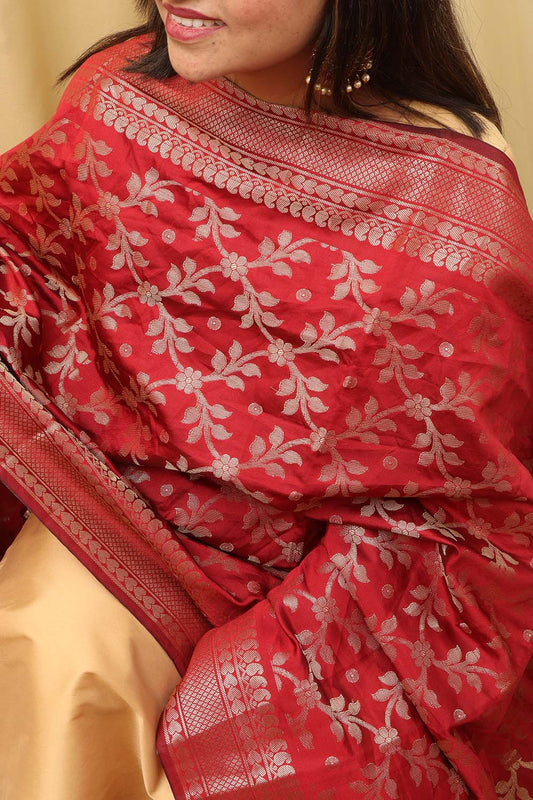 Exquisite Maroon Banarasi Silk Dupatta - Elegant and Timeless