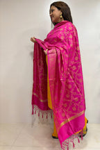 Exquisite Pink Banarasi Silk Dupatta - Elegant and Luxurious - Luxurion World