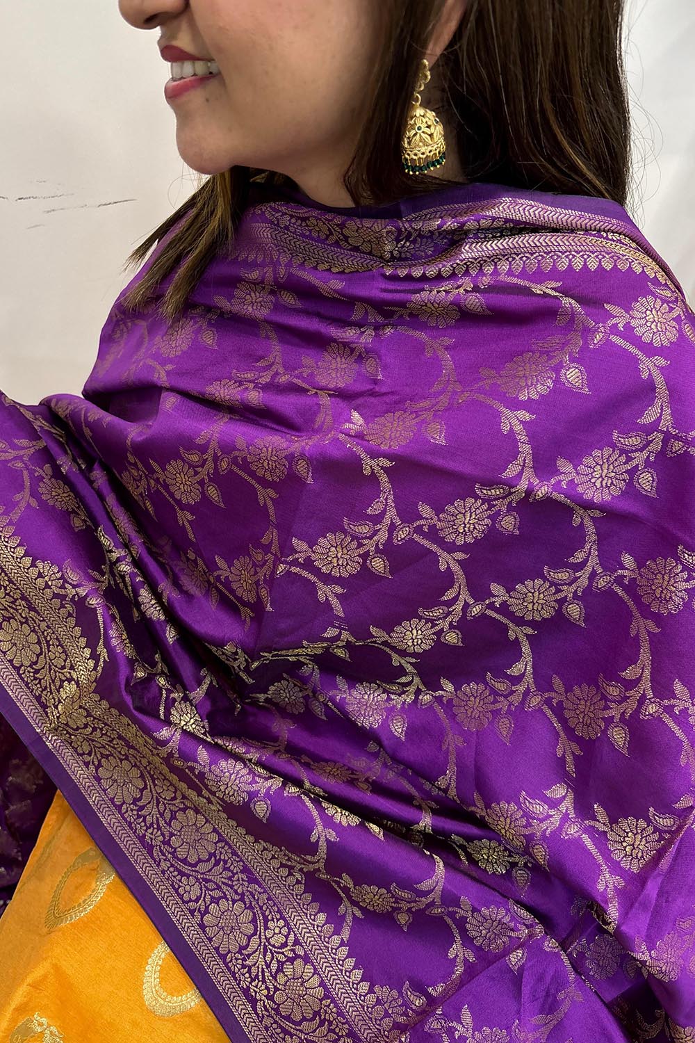 Elegant Purple Banarasi Silk Dupatta - Luxurion World