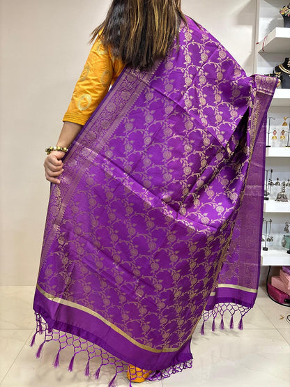 Elegant Purple Banarasi Silk Dupatta - Luxurion World
