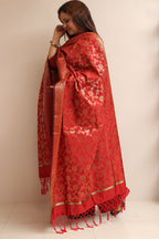Elegant Maroon Banarasi Silk Dupatta - Luxurion World