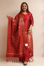Elegant Maroon Banarasi Silk Dupatta - Luxurion World